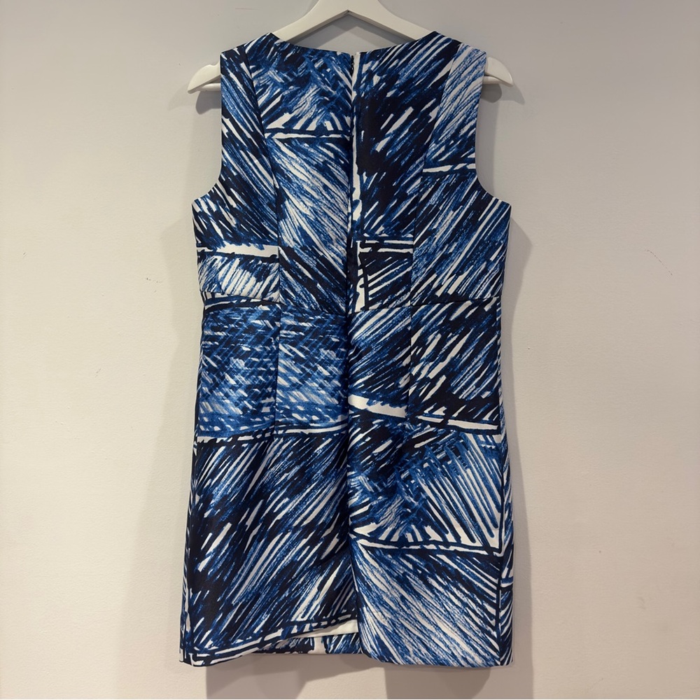 Millie Coco Blue and White Scribble Print Sleeveless Sheath Dress - Picture 6 of 8